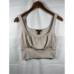 Forever 21 Ribbed Scoop Neck Crop Top Beige Size Small
